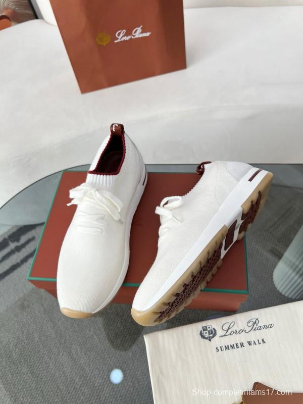 2024 Men Le Parmentier White Wool Blend Knit Sneakers MJ00330