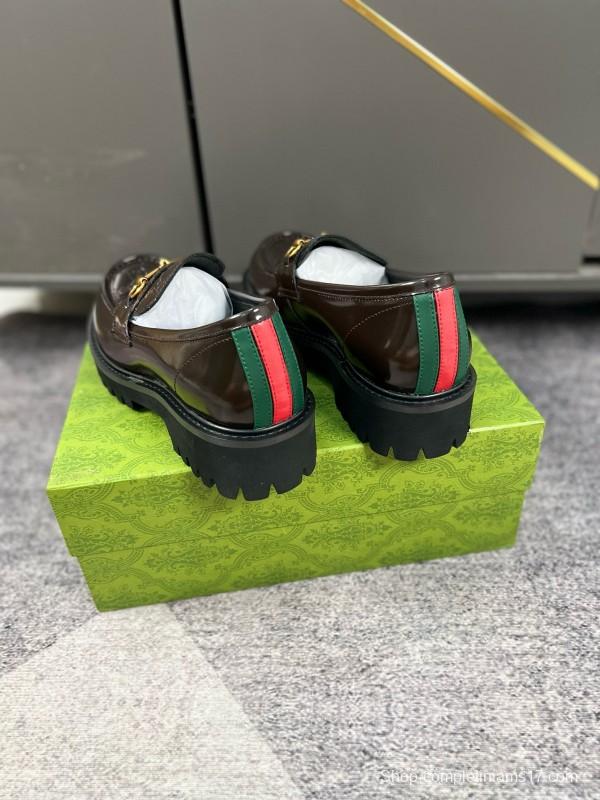 2024 Women Gucci Black Calf Leather Loafers MJ00300