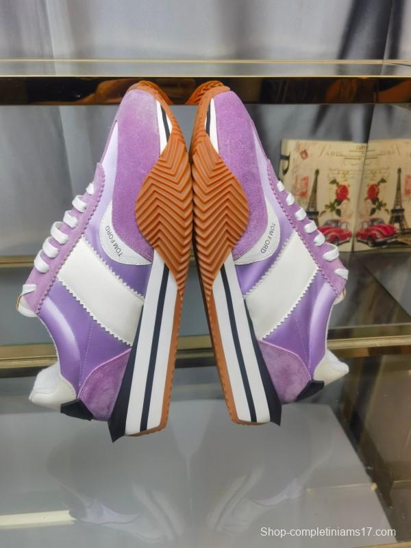2025 Unisex TOM FORD Purple White Suede Leather Sneakers LY00360(F)/LY00370(M)