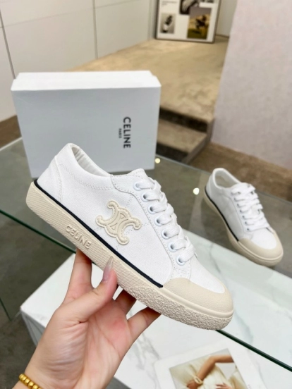 2025 Women Celine White Canvas Sneakers LY00210