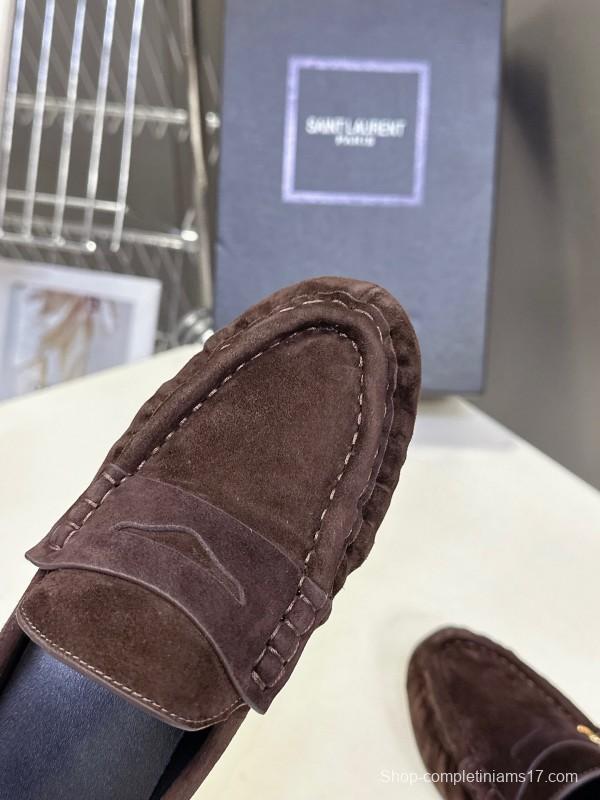 2025 Women Yves Saint Laurent Brown Suede Loafer
