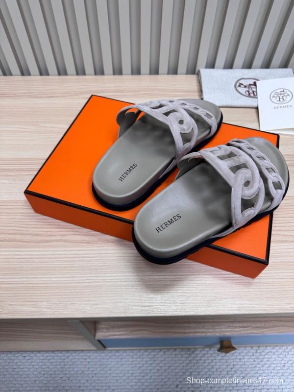 2025 Slippers Hermès Grey Suede Slippers