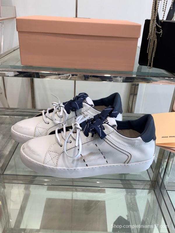 2025 Women Miu Miu White Leather Sneakers LY00290