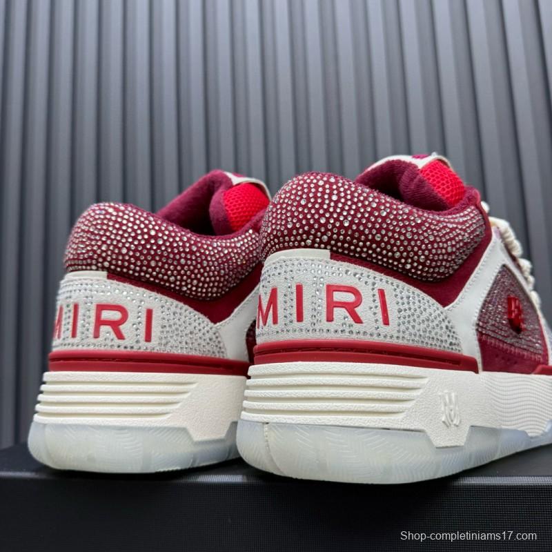 2024 Unisex Amiri Red White Leather Mesh Sneakers MJ00410