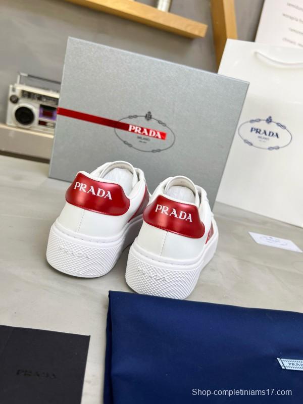2024 Women Prada White Red Leather Sneakers MJ00310