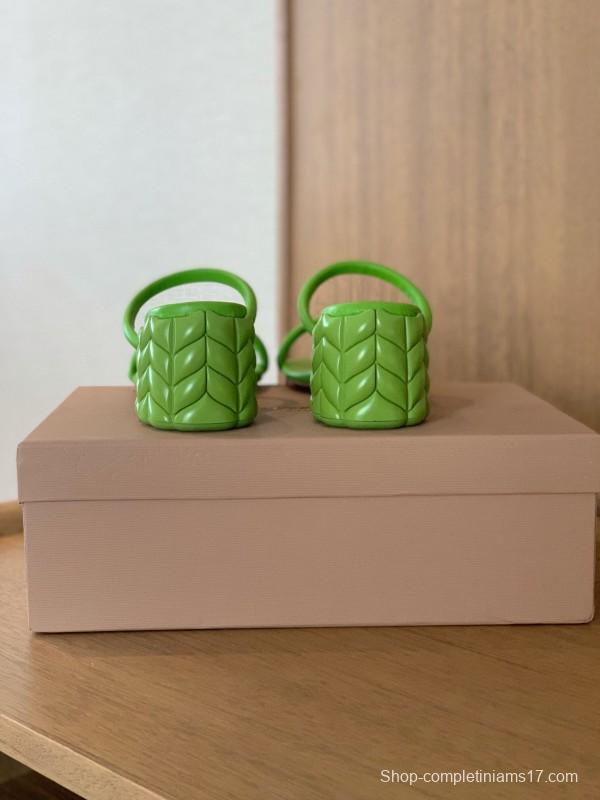 2025 Women Gianvito Rossi Green Leather Slippers