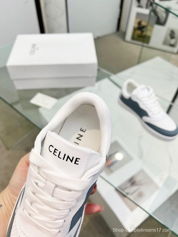 2025 Unisex CELINE White Grey Leather Sneakers