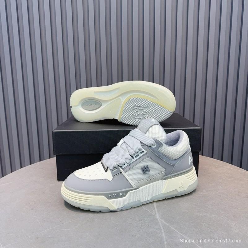 2024 Unisex Amiri Grey White Leather Suede Sneakers MJ00360