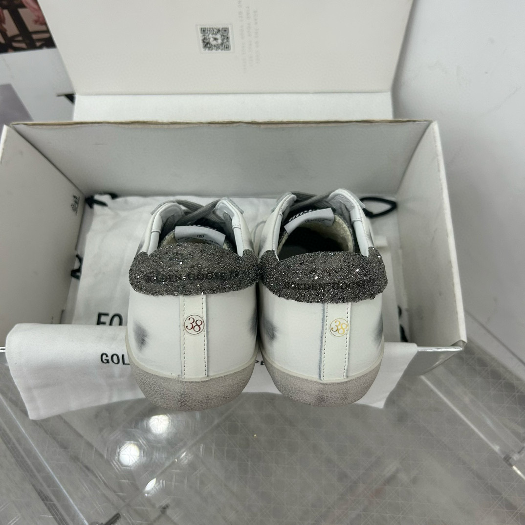2025 Women GGDB White Grey Leather Suede Sneakers LY00360