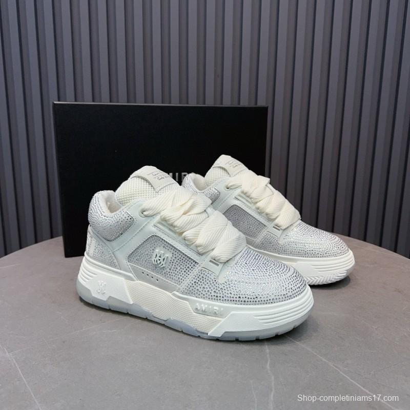 2024 Unisex Amiri White Mesh Leather Sneakers MJ00410