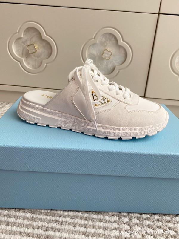 2025 Women Prada White Leather Sneakers LY00290