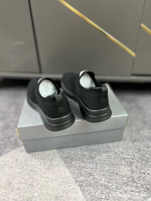 2024 Men Prada Black Knit Sneaker MJ00230