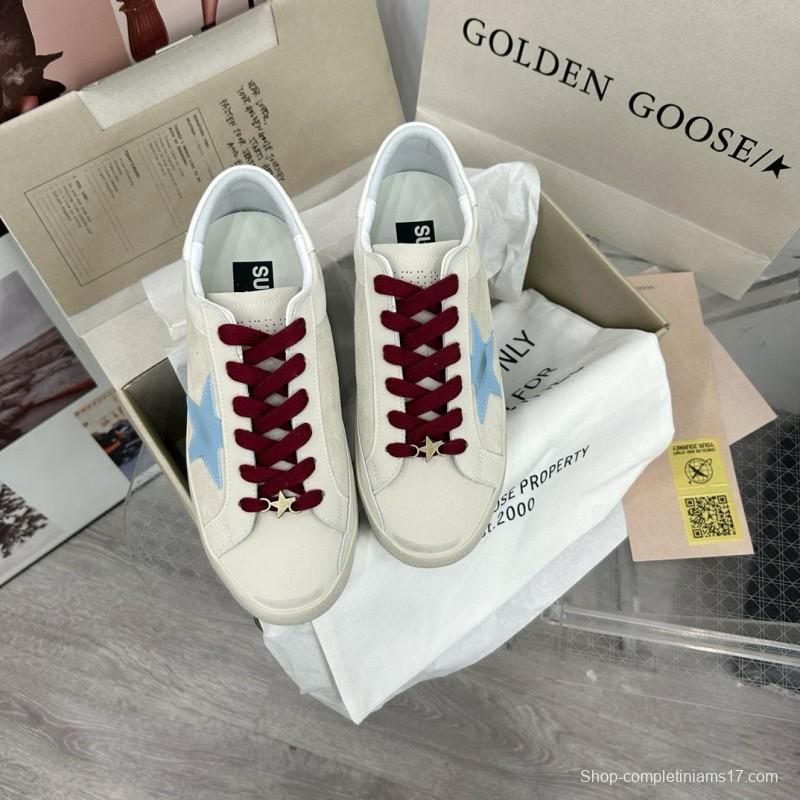 2025 Women GGDB Blue White Leather Sneakers MJ00260