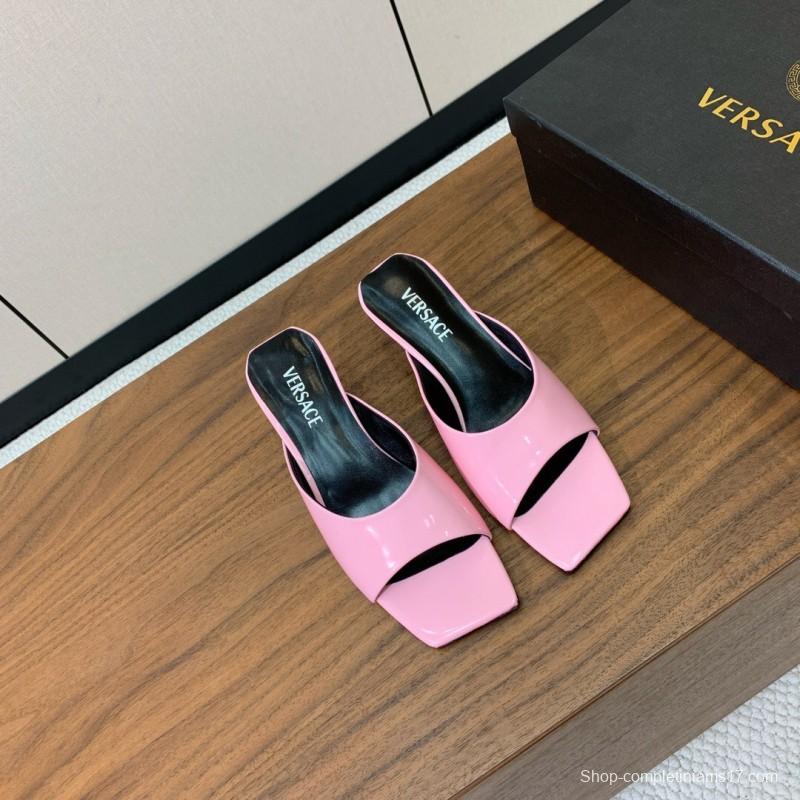 2025 Slippers VERSACE Pink Patent Leather Slippers