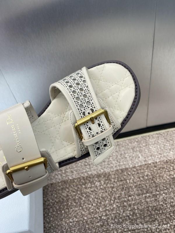 2025 Women Dior Beige Calfskin Leather Slippers KFY00300