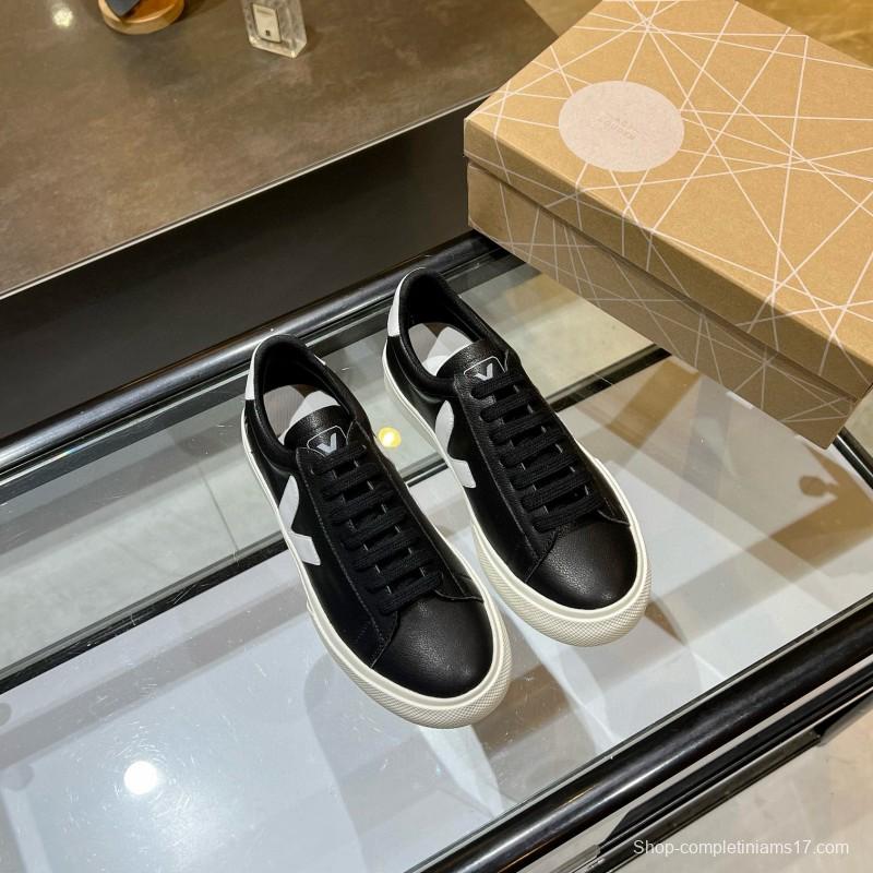 2025 Unisex VEJA Black White Leather Sneakers