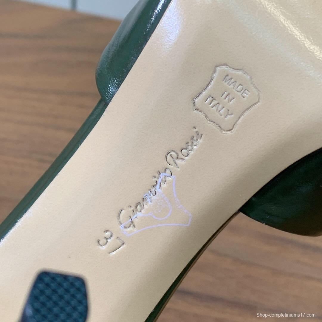 2025 Women Gianvito Rossi Green Leather High Heel Mules