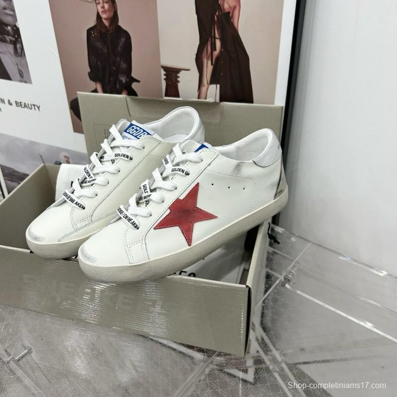 2025 Women GGDB White Red Leather Sneakers
