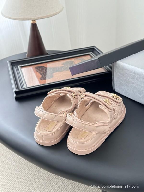 2025 Women Chanel Beige Leather Sandals LY00320