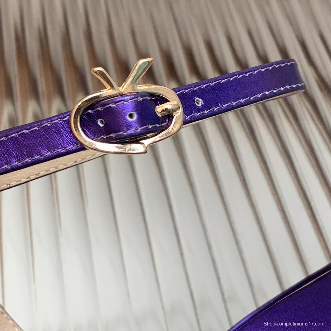 2025 Women Gianvito Rossi Purple Patent Leather High Heel Sandals