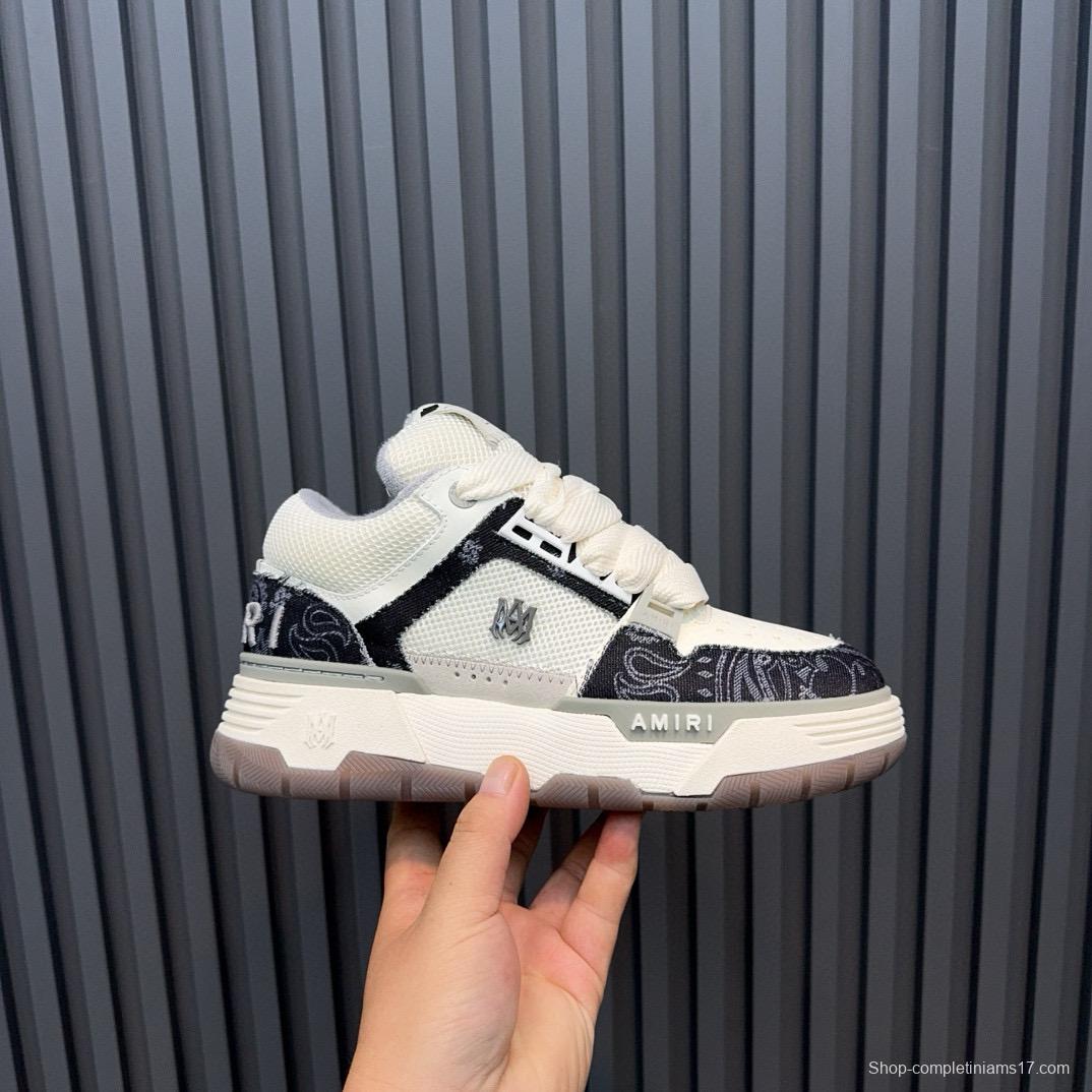2024 Unisex Amiri White Black Leather Sneakers MJ00360