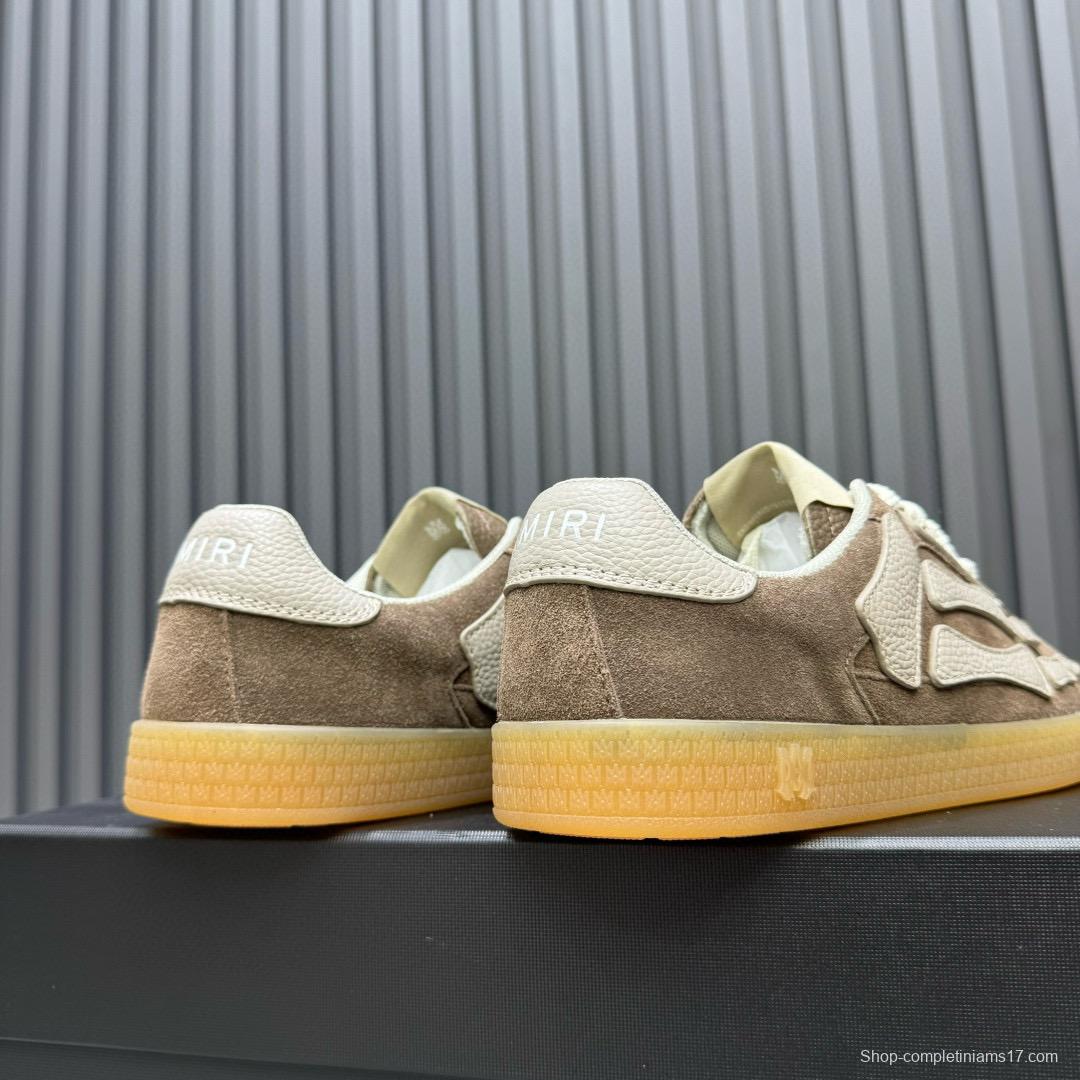 2024 Unisex Amiri Beige White Suede Leather Sneakers MJ00300