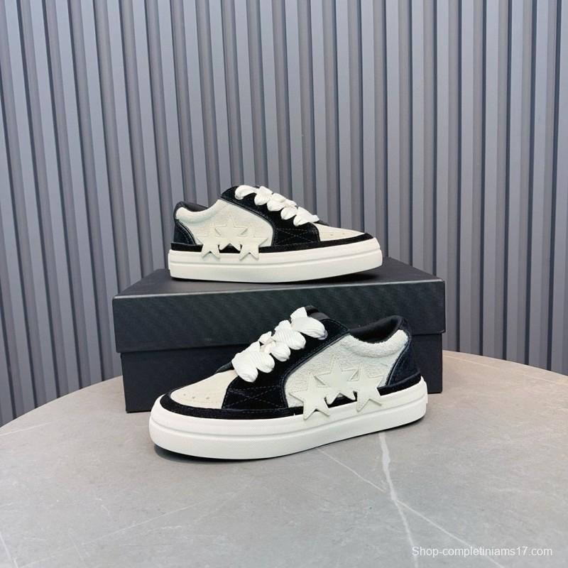 2024 Unisex Amiri Black White Leather Sneakers MJ00300