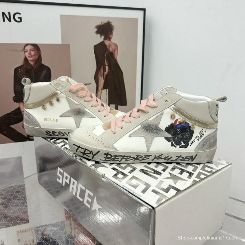 2024 Unisex GGDB White Pink Grey Suede Leather High Top Sneakers MJ00300