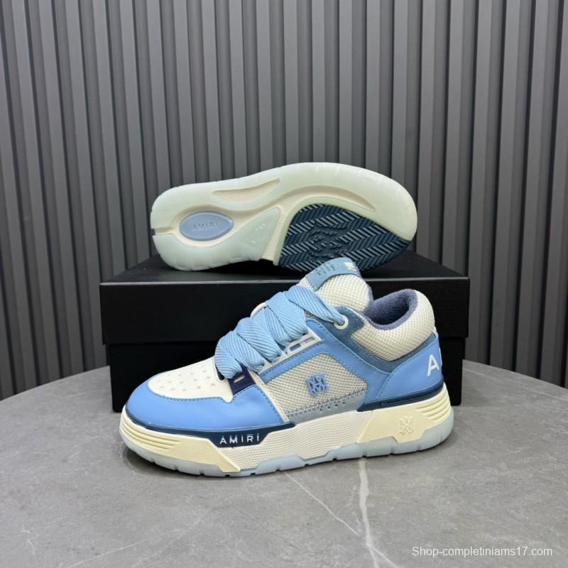 2024 Unisex Amiri Light Blue White Leather Sneakers MJ00360