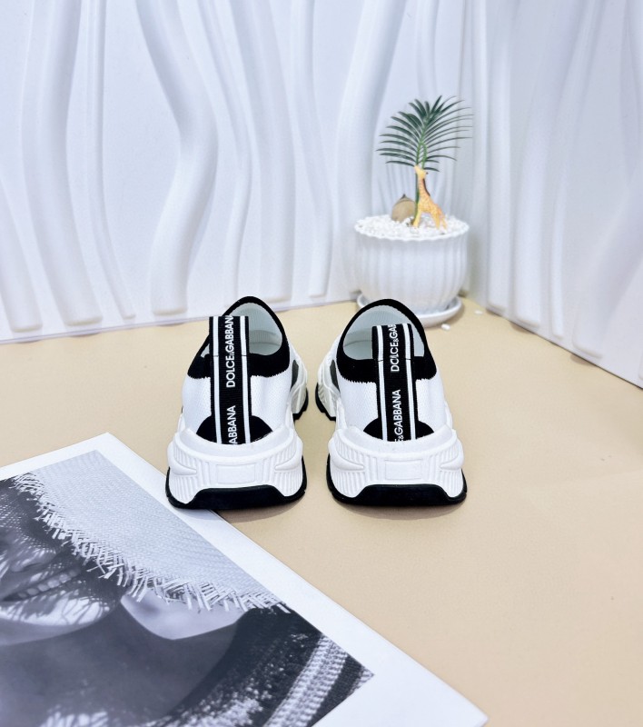 2024 Kids Dolce & Gabbana Pink Black White Fabric Sneakers