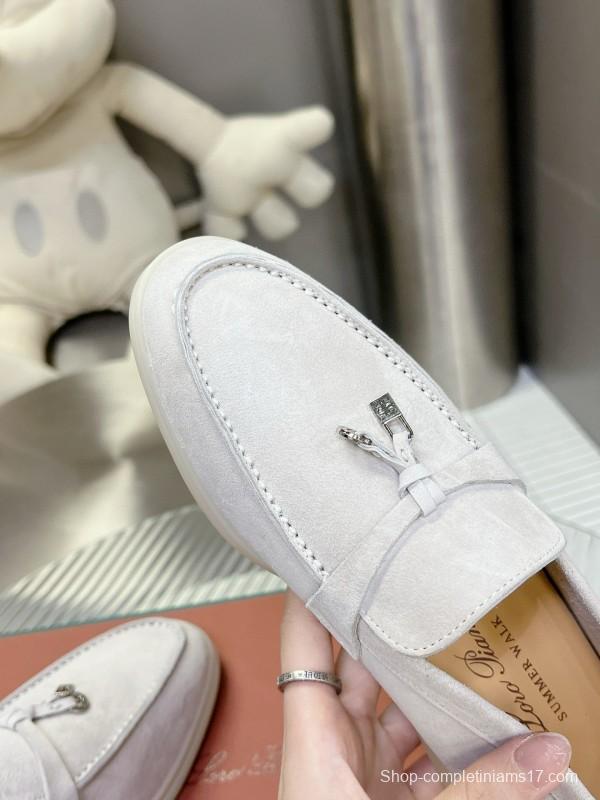 2024 Unisex Le Parmentier White Suede Loafers MJ00270