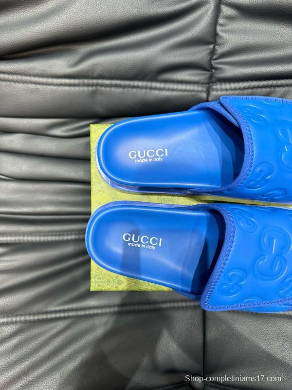 2024 Slippers Gucci Blue Leather Slippers MJ00200