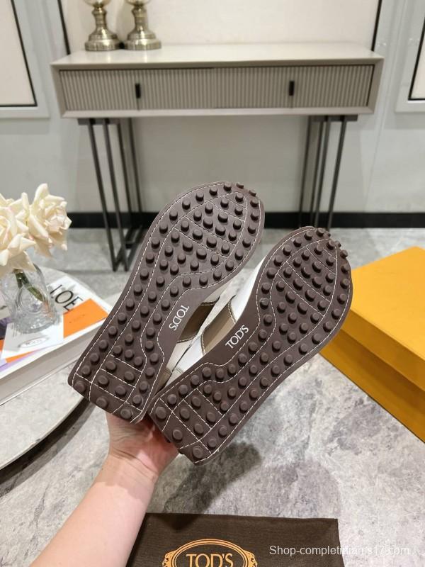 2025 Women TOD'S White Beige Suede Nylon Sneaker KFY00330