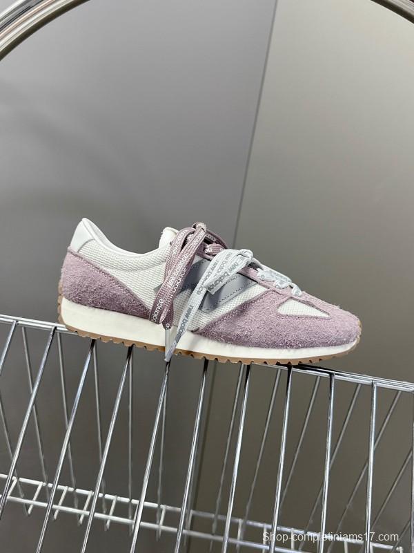 2025 Women New Balance White Purple Suede Mesh Running Shoes KFY00270