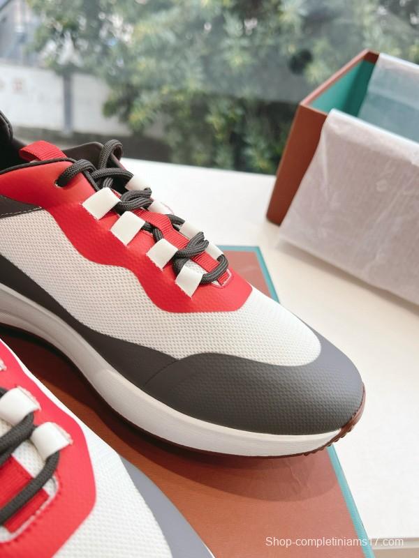 2024 Unisex Le Parmentier gray white red knit sneakers MJ00340