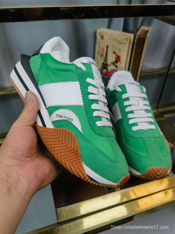 2025 Unisex TOM FORD Green White Suede Leather Sneakers LY00360(F)/LY00370(M)