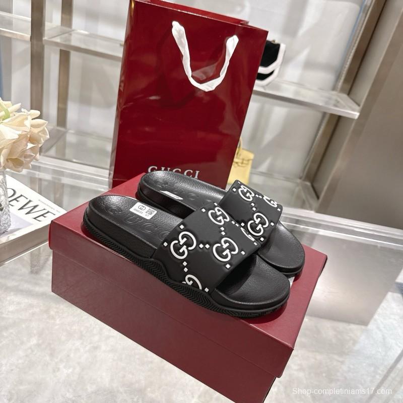 2025 Gucci Black Rubber Slippers