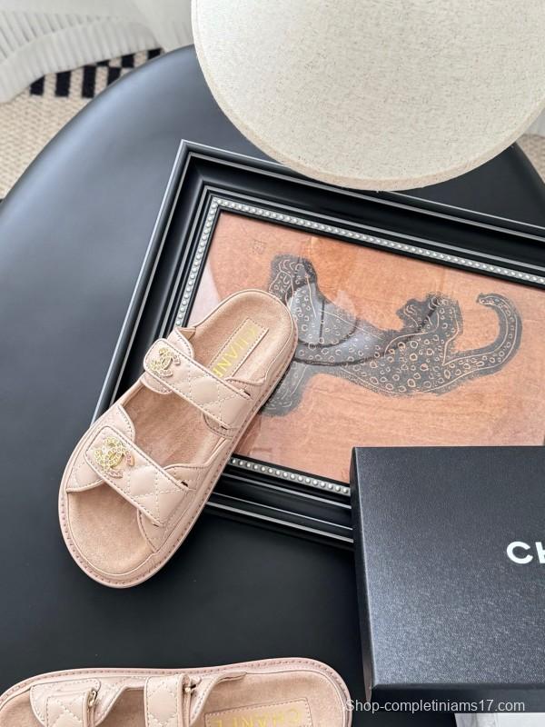 2025 Women Chanel Beige Leather Sandals LY00310
