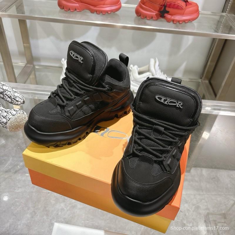 2024 Unisex Dior black fabric leather sneakers