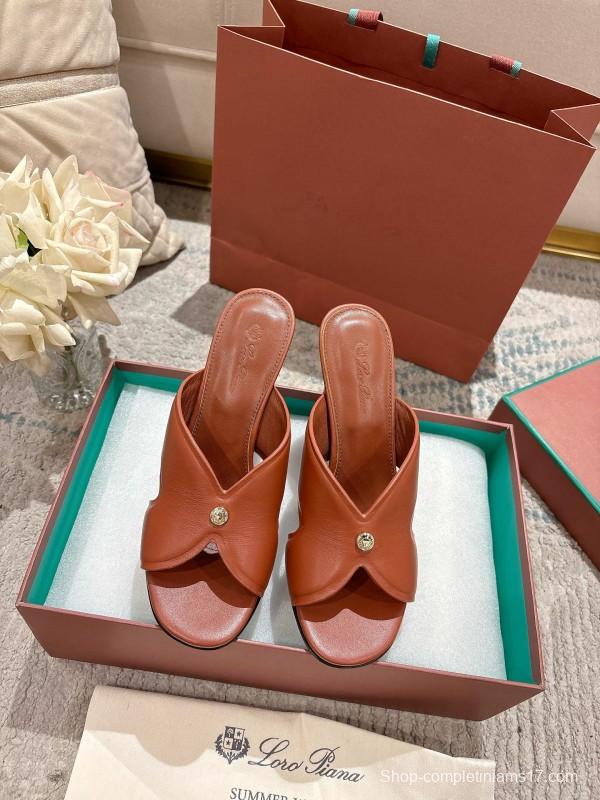 2025 Women Le Parmentier Brown Leather Sandals LY00300