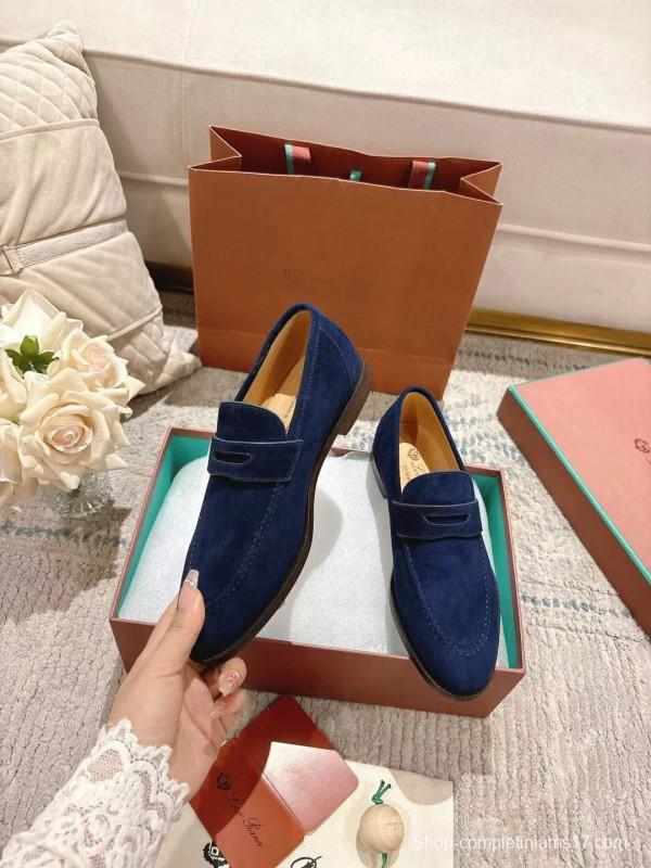 2025 Women LP Navy Suede Loafers LY00320