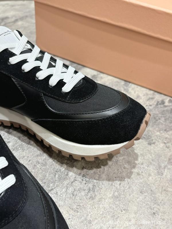 2025 Women Gianvito Rossi Black White Leather Mesh Sneakers