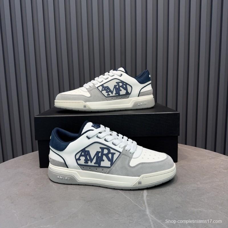 2025 Unisex Amiri White Grey Blue Leather Suede Sneakers MJ00360