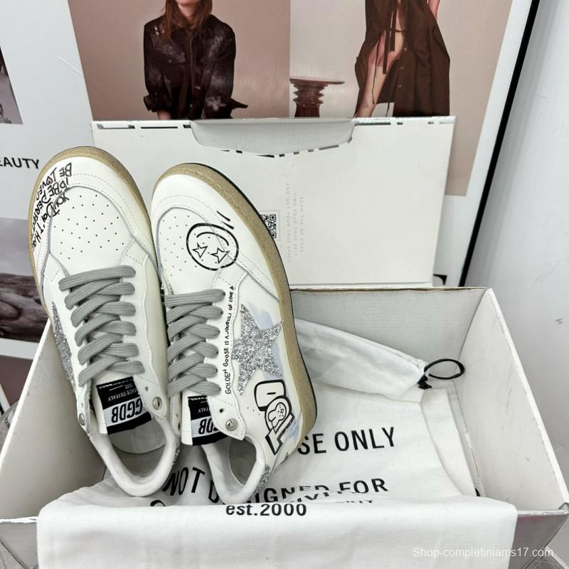 2024 Unisex GGDB White Black Glitter Leather Low-top Sneakers MJ00260