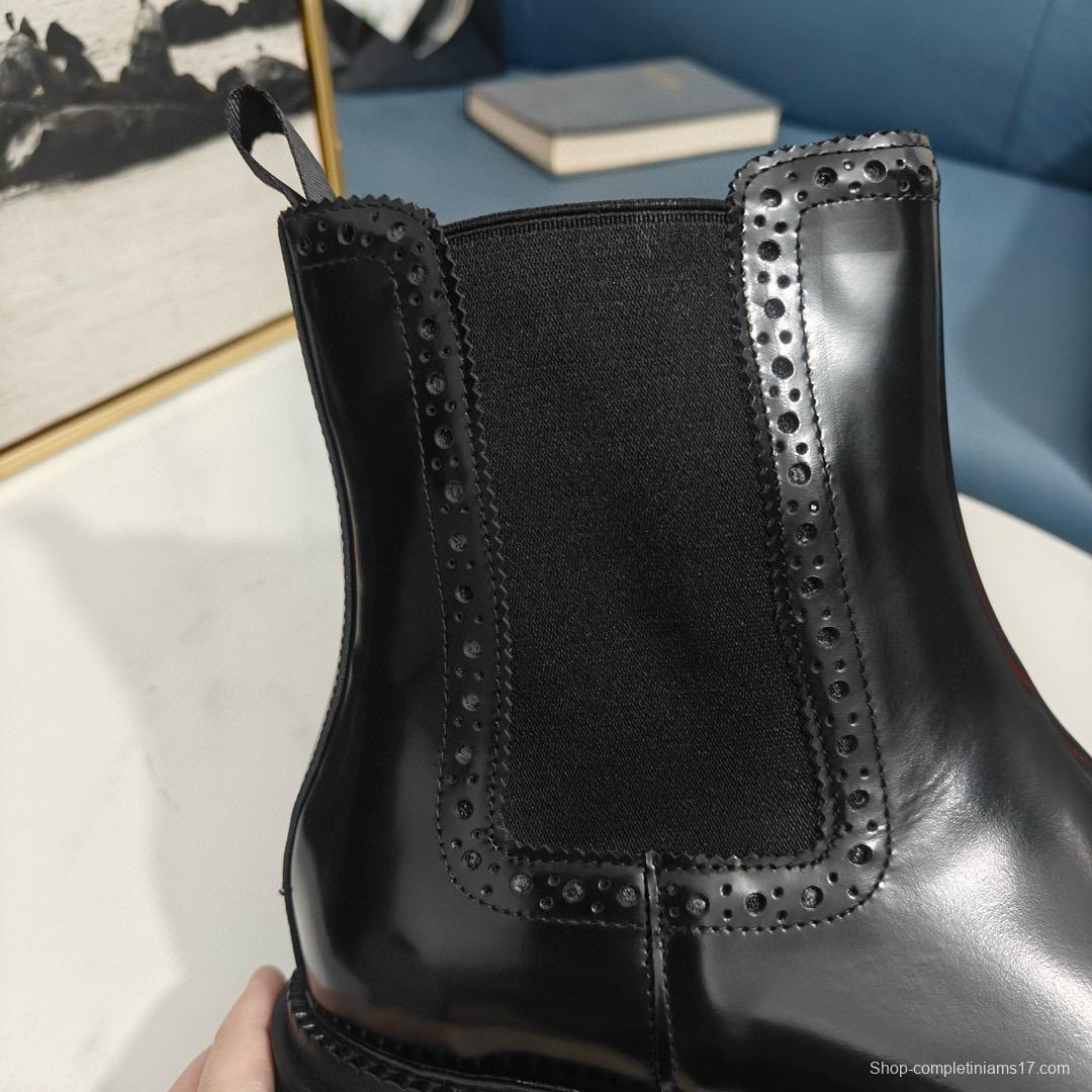 2024 Men Dolce & Gabbana Black Leather Ankle Boots