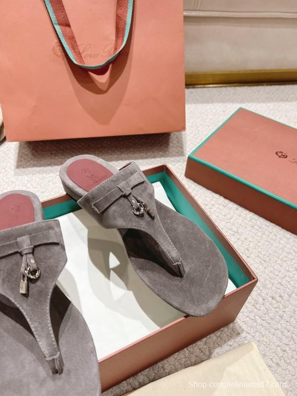 2025 LP Grey Suede Slippers LY00300