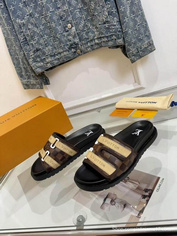 2025 Slippers Louis Vuitton Brown Canvas Slippers LY
