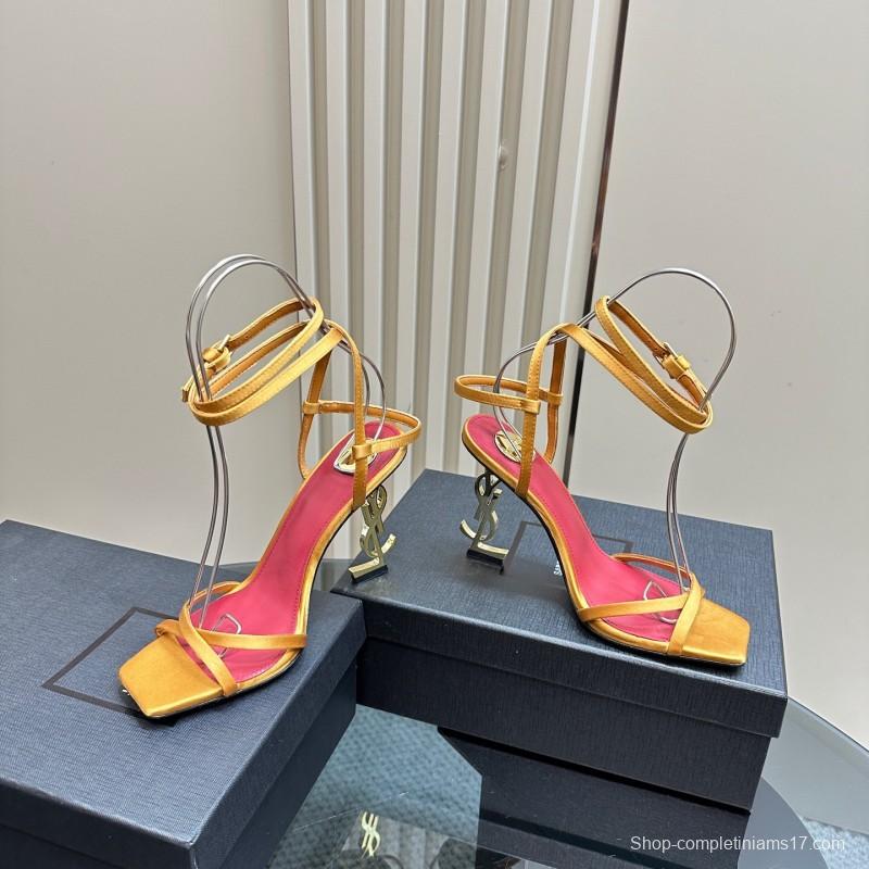 2025 Women Yves Saint Laurent Yellow Leather Sandals