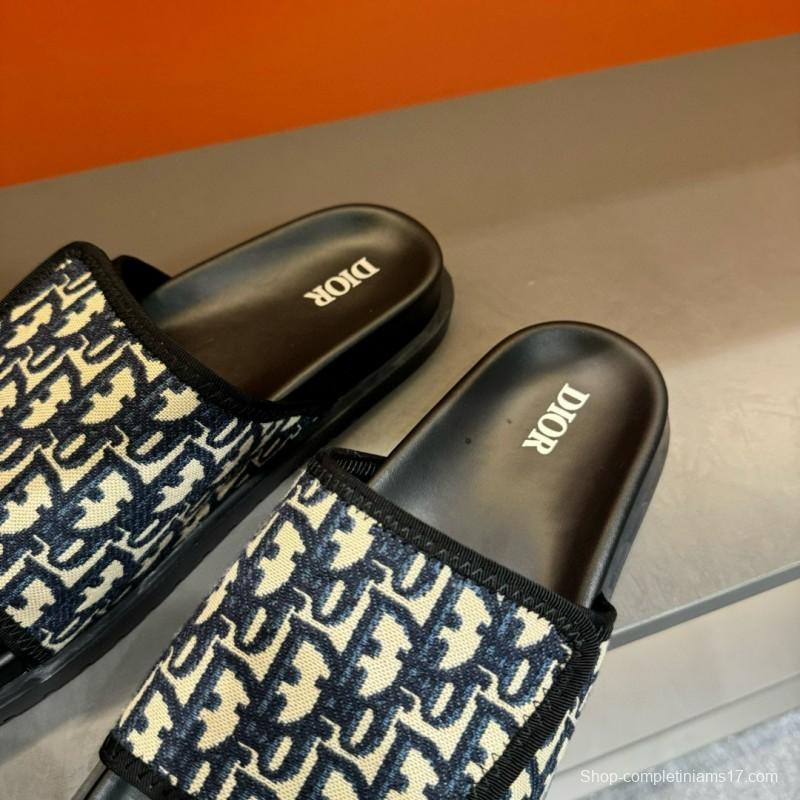 2024 Dior Black Canvas Slippers MJ00180