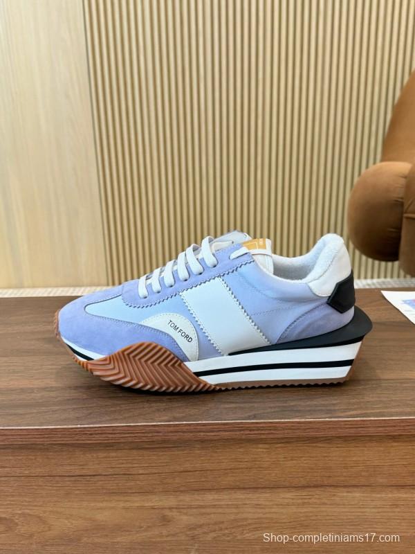 2025 Unisex TOM FORD Blue White Black Leather Suede Sneakers LY00360(LY00370)